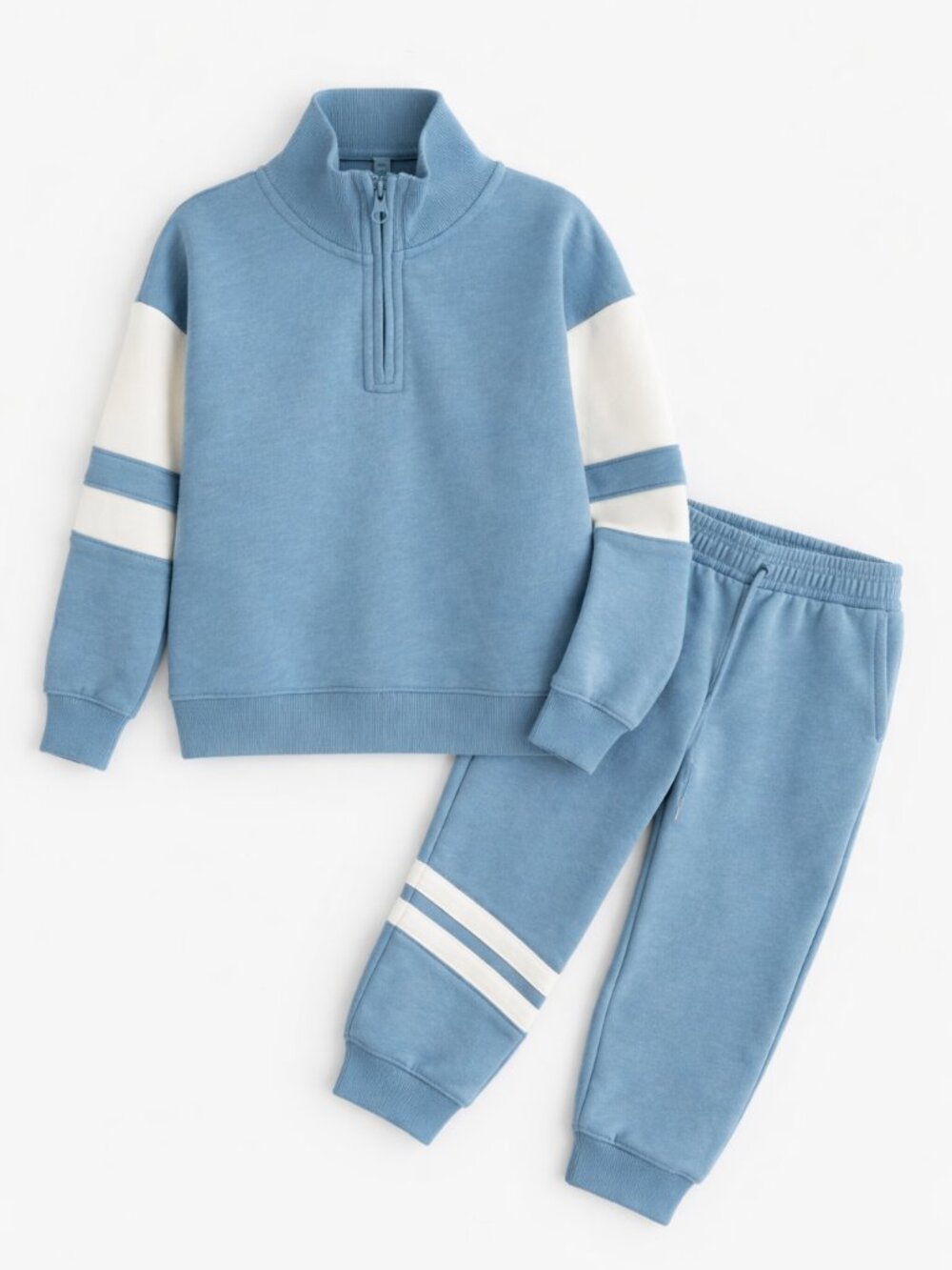 NWT Cat & Jack Boys 2PC Fleece Sweatsuit Blue Pullover Jogger Set Cozy Outfit